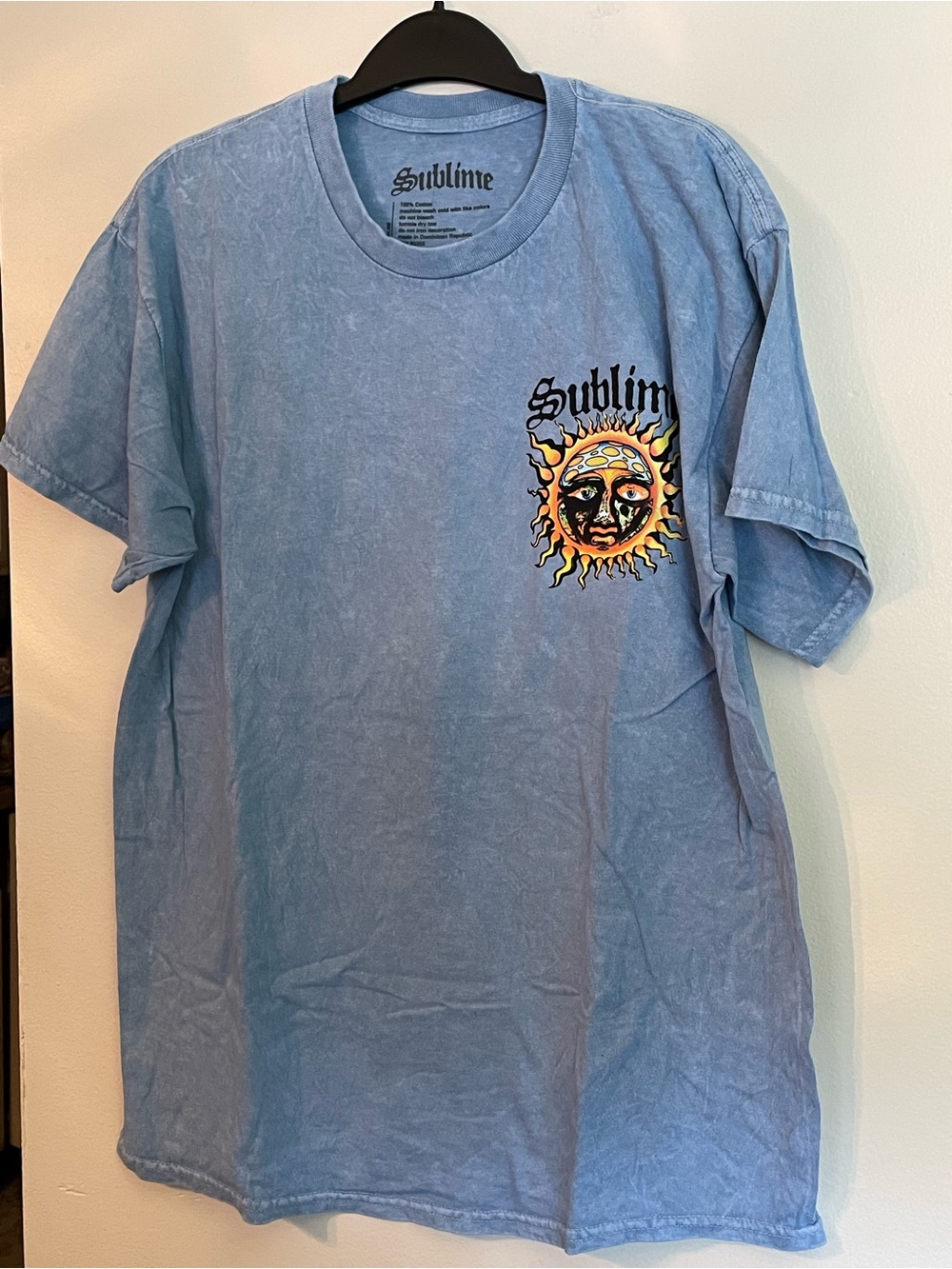 Sublime Blue Mineral Wash Graphic Tee VW Bus Sun Logo Mens Large
